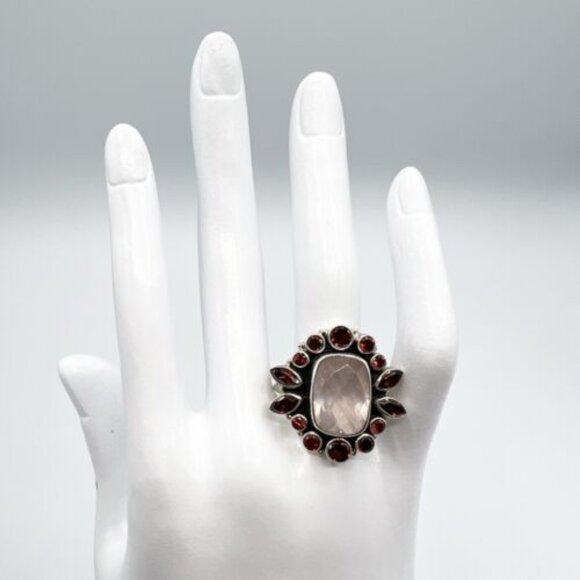 🌟NICKY BUTLER One of a Kind 925 Silver Rose Quartz Garnet Size 9 Ring NE… - Picture 5 of 15